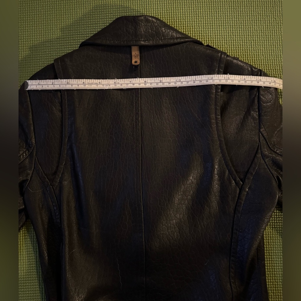 Mackage X Aritzia Pebbled Black Leather Biker Jacket - Picture 14 of 15